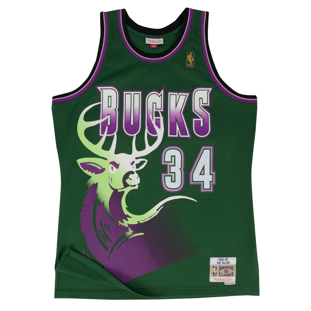 M&N Milwaukee Bucks Ray Allen Swingman Jersey (1996-97/Alt)